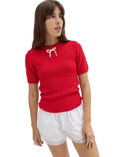 Musier Paris Kawai Short Sleeve Sweater - Red