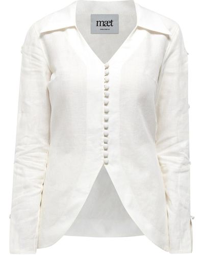 Maet Nereus Linen Collared Shirt - White