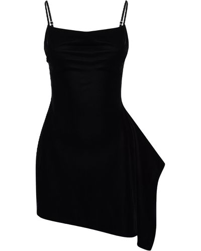 NDS the label Asymmetrical Draped Mini Dress - Black