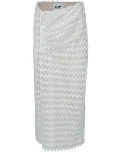 Maet Hebo Knit Asymmetric Midi Skirt - Gray