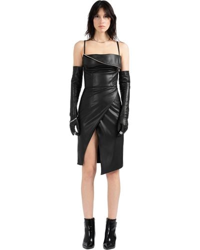Divalo Yeisha Vegan Leather Fitted Dress - Black