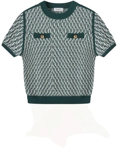 CRUSH Collection Cotton And Cashmere Two-Tone Short-Sleeved Blouse - Gray