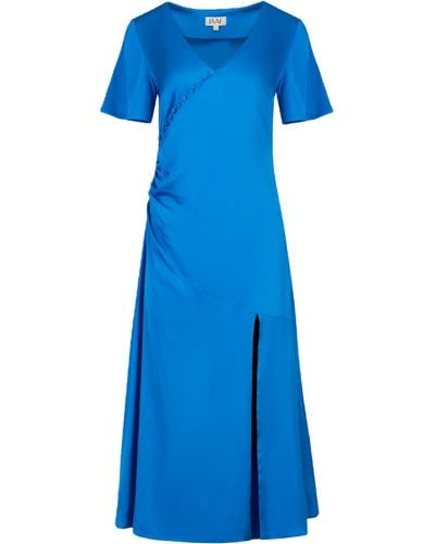 JAAF Gathered Midi Dress - Blue