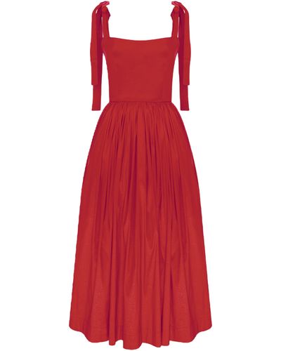 NAZLI CEREN Sibby Midi Dress - Red