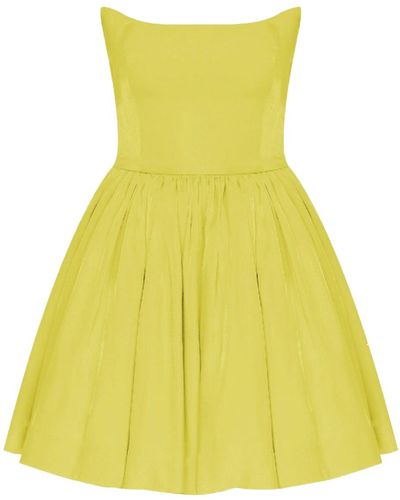 NAZLI CEREN Sibby Strapless Satin Mini Dress - Yellow