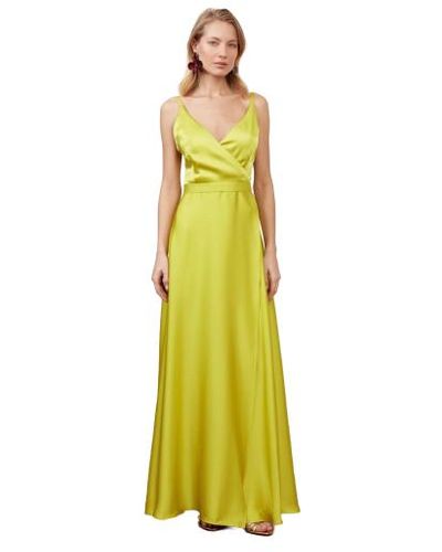 UNDRESS Freya Lime Satin Long Evening Gown - Green