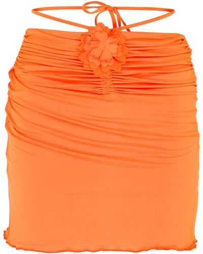 Declara Marigold Floral Skirt - Orange