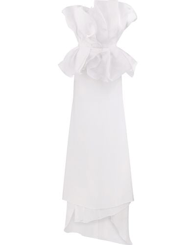 Total White Maxi Draped Dress - White