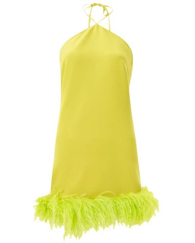 Lora Istanbul Keira Halter Mini Feather Dress - Yellow