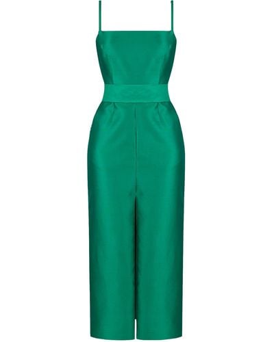 UNDRESS Manu Jade Silk Linen Midi Dress - Green