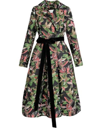 Lily Was Here Elegant Coat With Embroidered Jacquard - Black