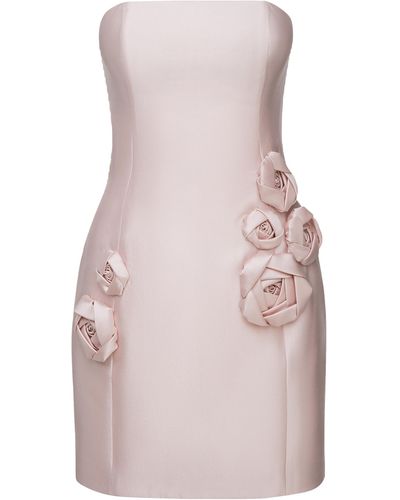 NDS the label Appliqued Strapless Silk And Wool-Blend Mini Dress - Pink