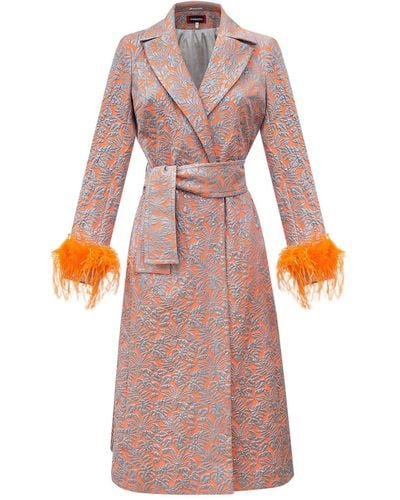 Andreeva Jacqueline Coat №22 With Detachable Feathers Cuffs - Pink