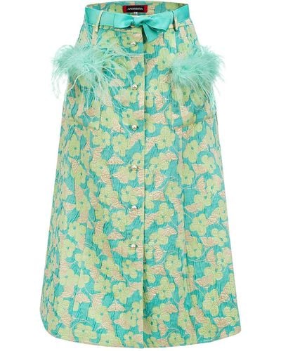 Andreeva Mint Skirt With Feather Details - Green