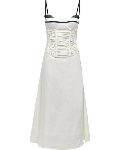 Maet Ima Linen A-Line Corset Dress - White