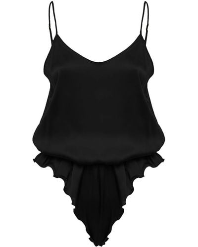 HERTH Nyx: Gots Organic Silk Bodysuit - Black