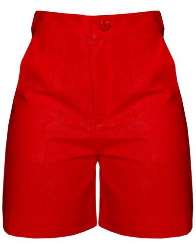 Fenáreta Linen Shorts - Red