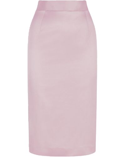 Femponiq Cotton-Blend Sateen Pencil Skirt (Powder) - Pink