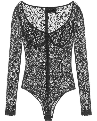A.M.G Lace Bodysuit - Black