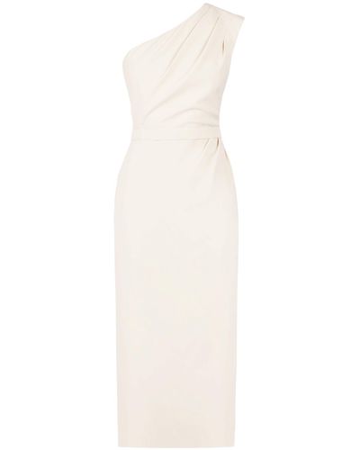 UNDRESS Aisha Pastel Cream One Shoulder Midi Dress - White