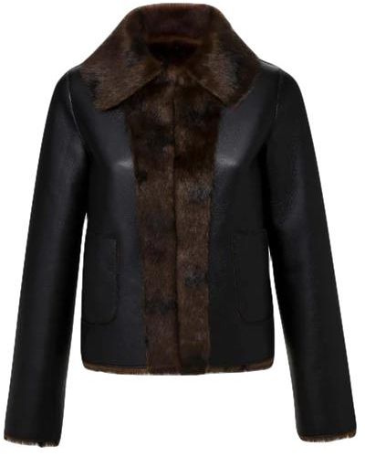 Marei 1998 Rose Reversible Faux Leather & Faux Fur Jacket - Black