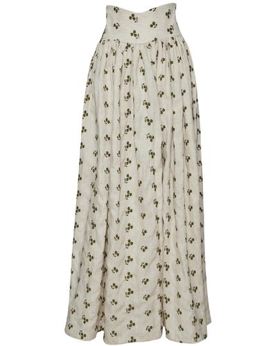 DOS MARQUESAS Baya Del Bosque Embroidered Ankle Skirt - White