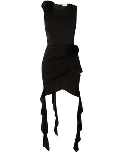 Lora Istanbul Shelley Ruffled Flower Dress - Black