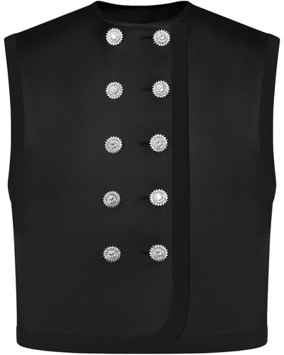 KEBURIA Zircon Button Vest - Black