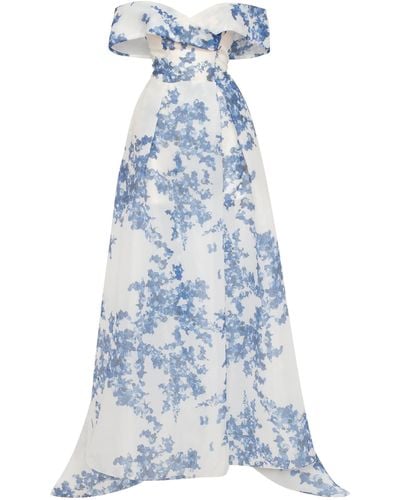 Millà Catchy Off-The-Shoulder Hydrangea Maxi Dress, Garden Of Eden - Blue