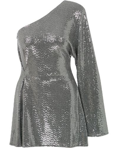 NAZLI CEREN Emerald One-Shoulder Sequin Mini Dress - Gray
