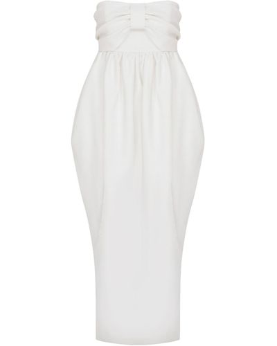 NAZLI CEREN Jeanne Balloon Midi Dress - White
