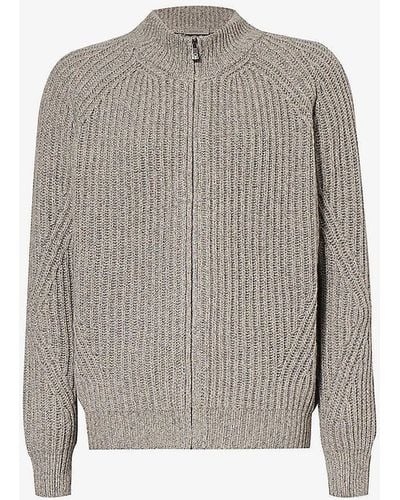 Corneliani Funnel-neck Chunky-knit Cashmere Jumper - Grey