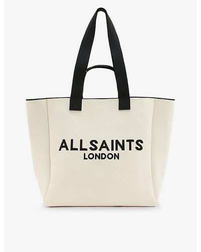 AllSaints Izzy Logo-print Recycled-polyester Tote Bag - Natural