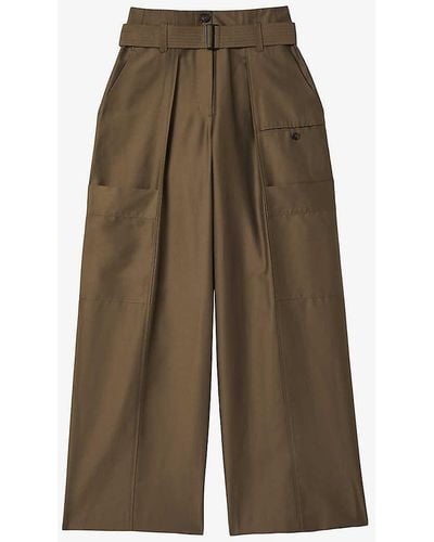 Reiss Maria Paper-bag Woven Trousers - Green