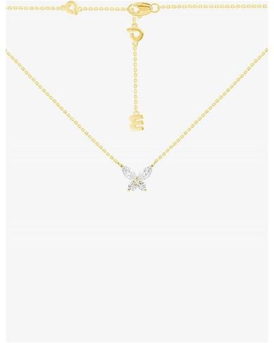 Apm Monaco Butterfly 18ct -plated Metal Alloy And Zirconia Necklace - White