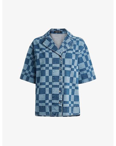 Whistles Billie Checkerboard Denim Shirt - Blue