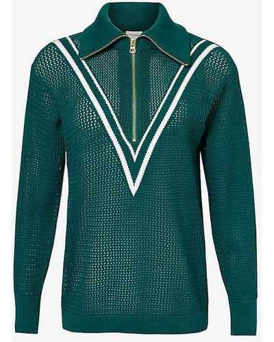 Varley Savannah Branded Cotton-knit Jumper - Green