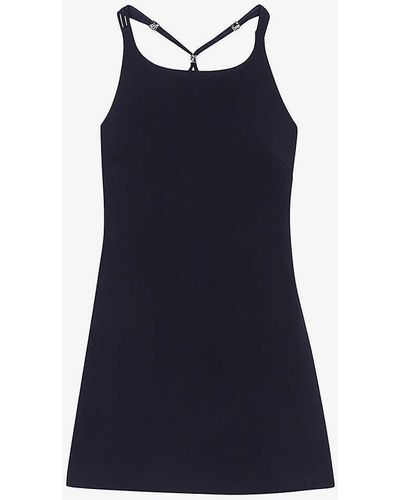 Maje Open-back Bead-embellished Stretch-woven Mini Dress - Blue