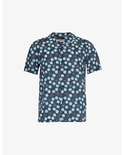 Orlebar Brown Hibbert Graphic-print Regular-fit Woven Shirt - Blue