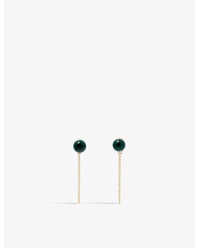 Mateo Chain-drop 14ct Yellow-gold And Malachite Stud Earrings - Multicolor