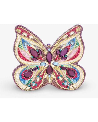 Judith Leiber Champagnebutterfly Medley Crystal-embellished Gold-tone Metal Clutch Bag - Multicolour