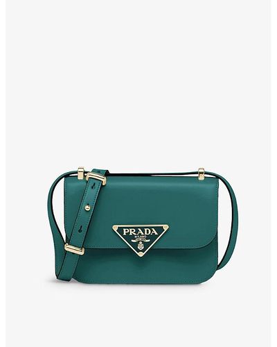 Prada Emblème Brand-plaque Leather Shoulder Bag - Green