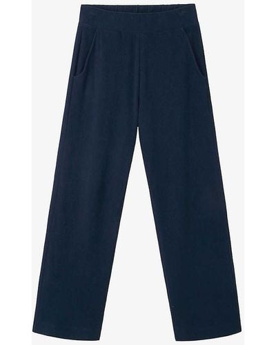 The White Company Towelling Straight-leg High-rise Organic-cotton Trousers X - Blue