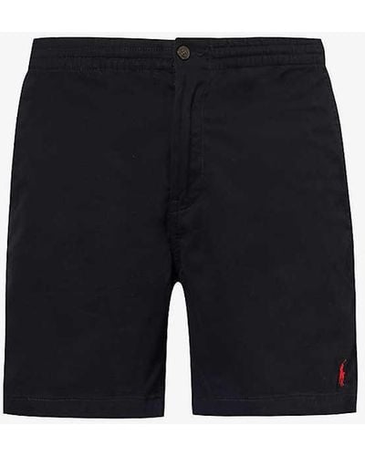 Polo Ralph Lauren Brand-embroidered Brushed-twill Stretch-cotton Shorts - Blue