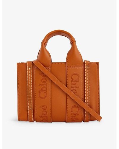 Chloé Woody Mini Leather Cross-body Bag - Brown