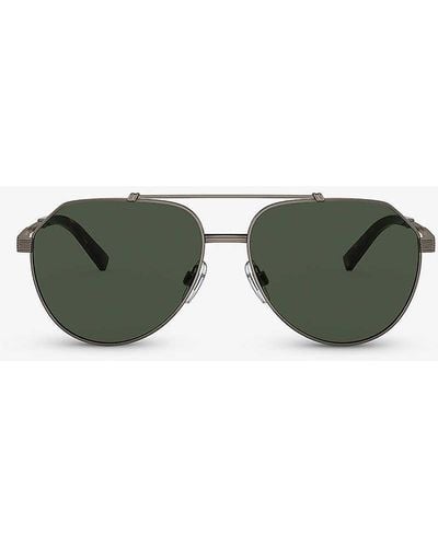 Dolce & Gabbana Dg2288 Pilot-frame Steel Sunglasses - Green