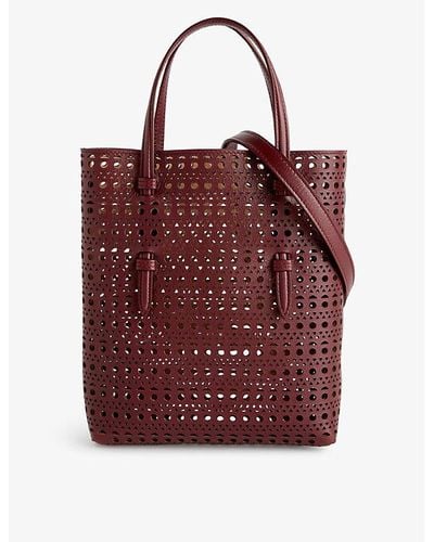 Alaïa Mina Cut-out Leather Top-handle Bag - Red