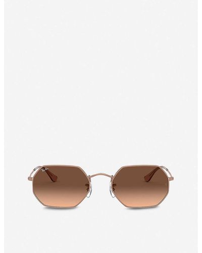 Ray-Ban Rb3556 Metal And Glass Octagonal-frame Sunglasses - Brown