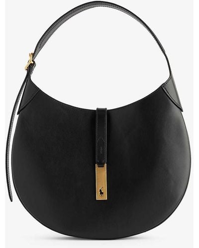 Polo Ralph Lauren Brand-plaque Leather Shoulder Bag - Black