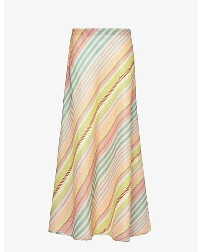 Zimmermann Stripe Halliday Striped Linen Maxi Skirt - Yellow